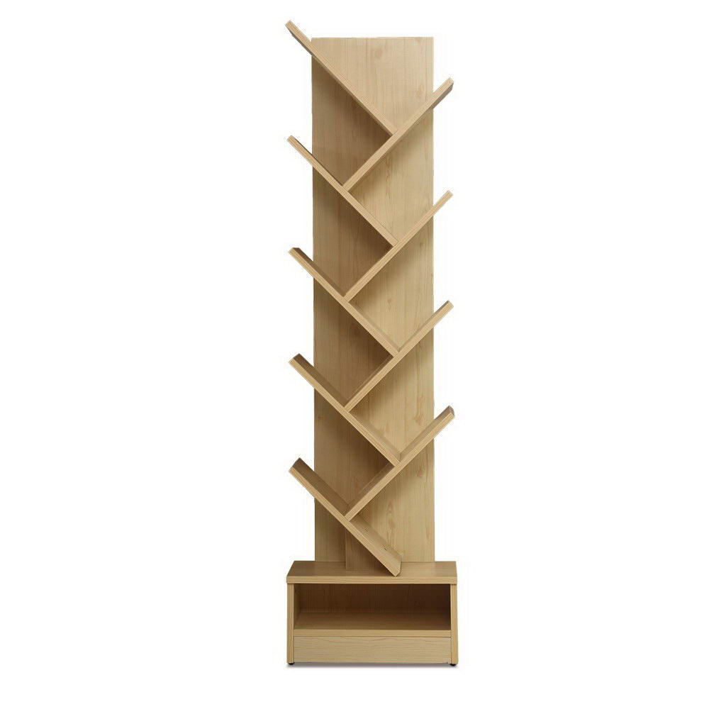 Artiss Tree Bookshelf 9 Tier Wooden Storage Display Rack Pine