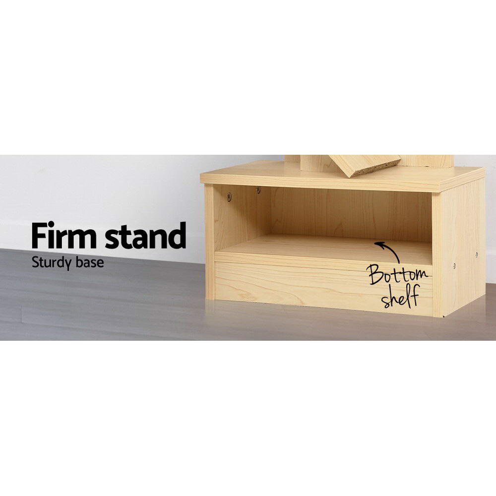 Artiss Tree Bookshelf 9 Tier Wooden Storage Display Rack Pine