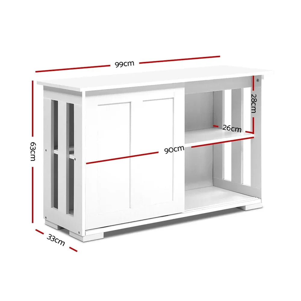 Buffet Sideboard Cabinet Storage Counter Cabinet White 2 Door Shelf 99cm