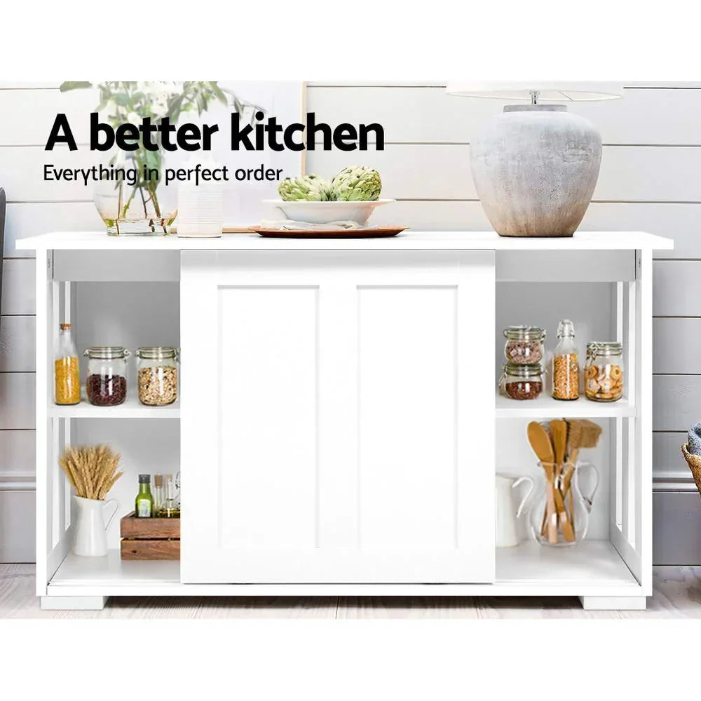 Buffet Sideboard Cabinet Storage Counter Cabinet White 2 Door Shelf 99cm