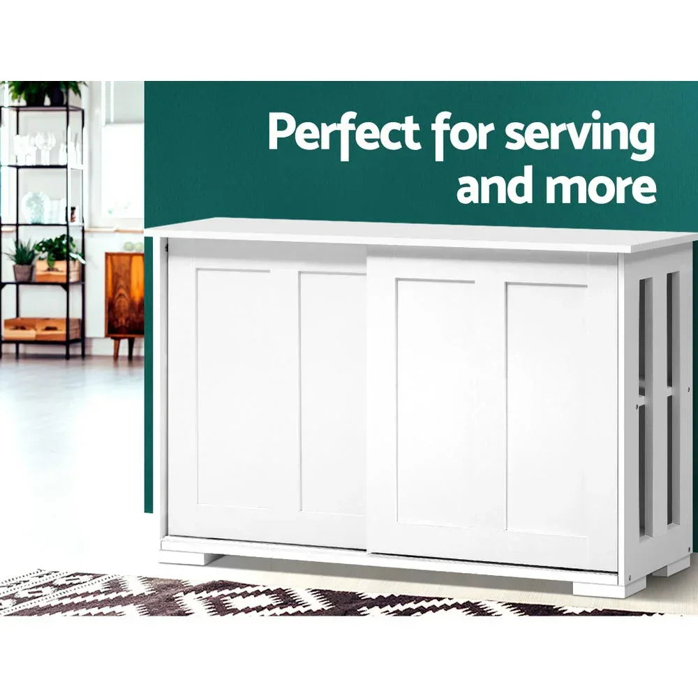 Buffet Sideboard Cabinet Storage Counter Cabinet White 2 Door Shelf 99cm