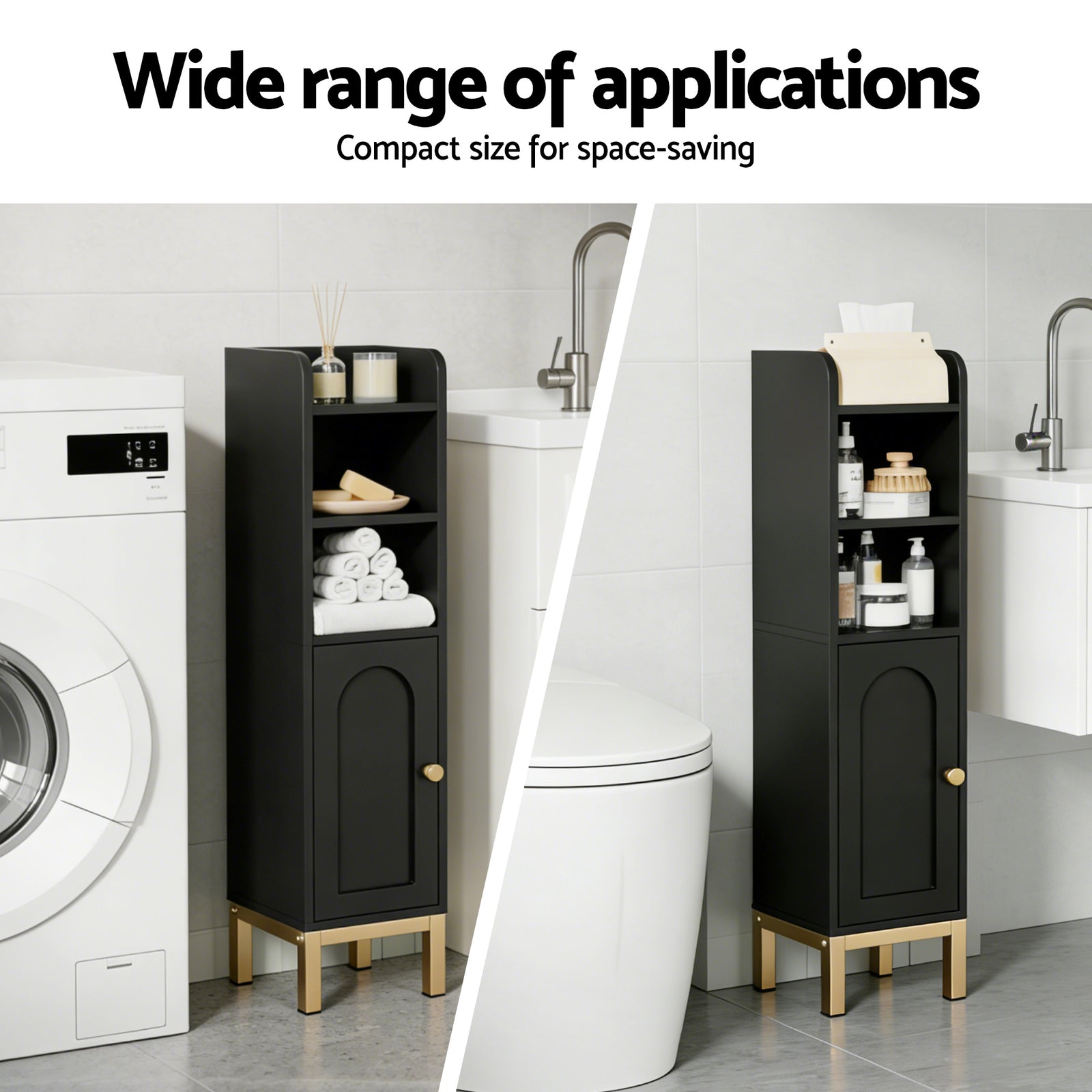 Bathroom Storage Cabinet Floor Organizer Toilet Corner Adjustable Black