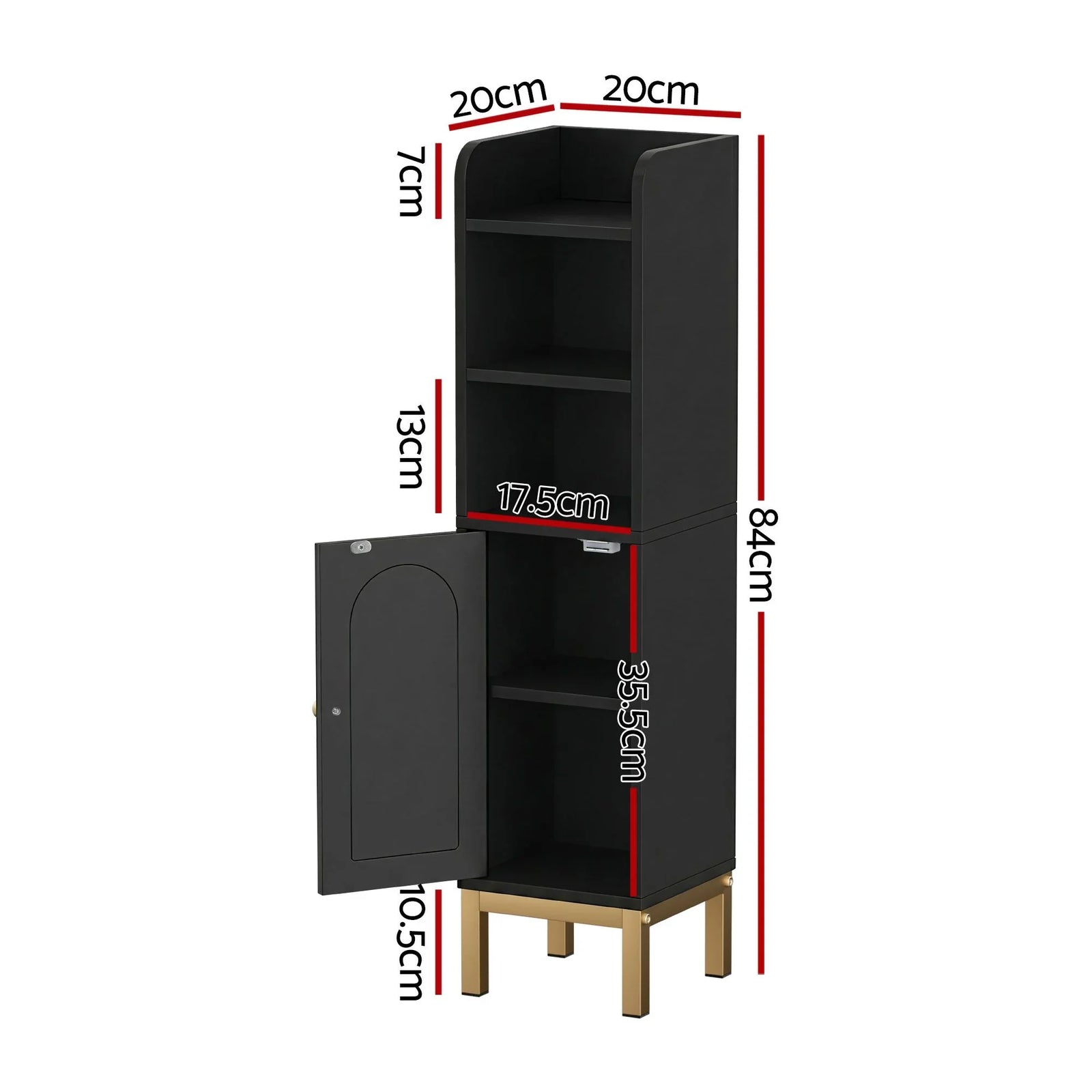 2X Bathroom Storage Cabinet Floor Organizer Toilet Corner Adjustable Black