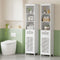 2x Bathroom Storage Cabinet White Rattan 161cm MDF Tall Organiser
