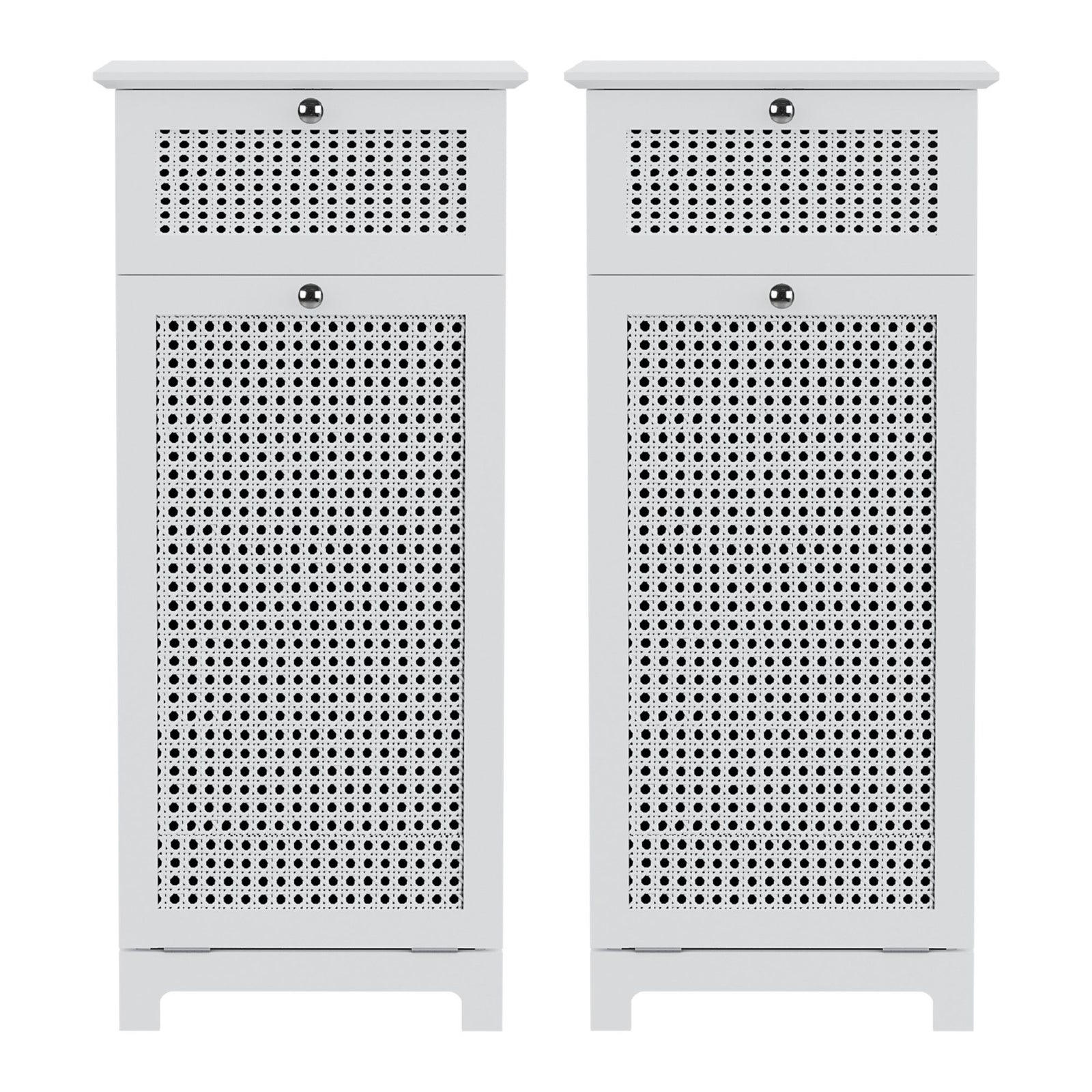 2X Laundry Hamper Cabinet Bathroom Storage White Rattan