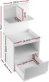 Bedside Table Drawer Shelf Storage Nightstand White Wood