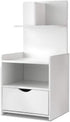 Bedside Table Drawer Shelf Storage Nightstand White Wood