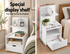 Bedside Table Drawer Shelf Storage Nightstand White Wood