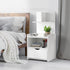 Bedside Table Drawer Shelf Storage Nightstand White Wood