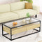 Coffee Table 2 Drawers Glass Tabletop Pine