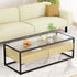 Coffee Table 2 Drawers Glass Tabletop Pine