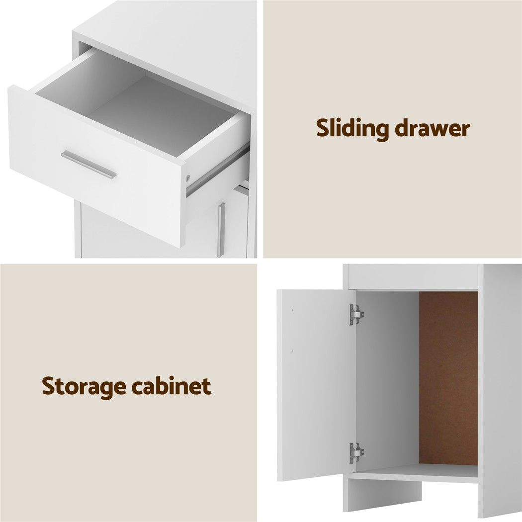 Artiss Office Computer Desk with Drawer Storage Cabinet 100cm White Study Table