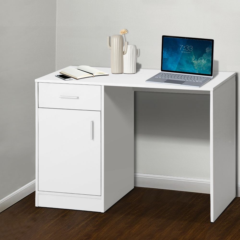 Artiss Office Computer Desk with Drawer Storage Cabinet 100cm White Study Table