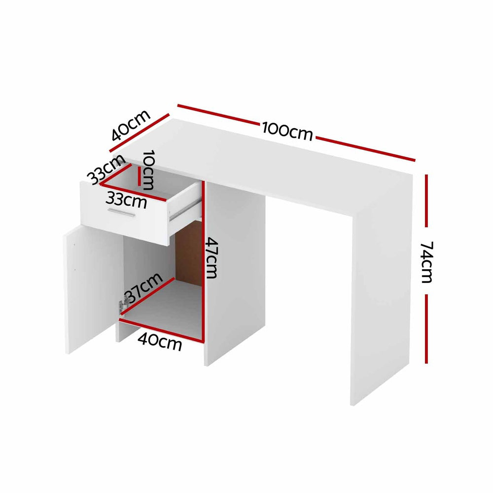Artiss Computer Desk Drawer Cabinet White 100CM