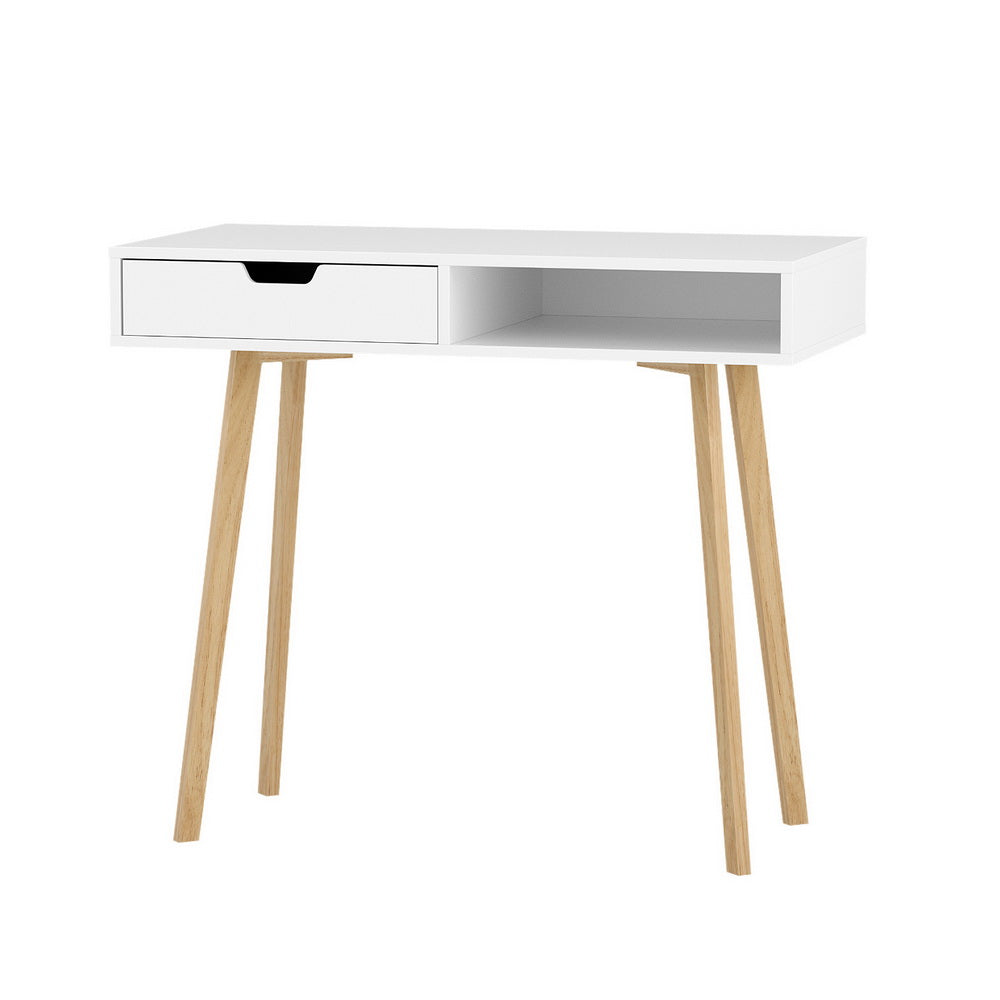 Artiss Computer Desk Drawer Cabinet Shelf White 90CM