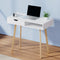 Scandinavian Computer Desk with Drawer Shelf White Oak Study Table