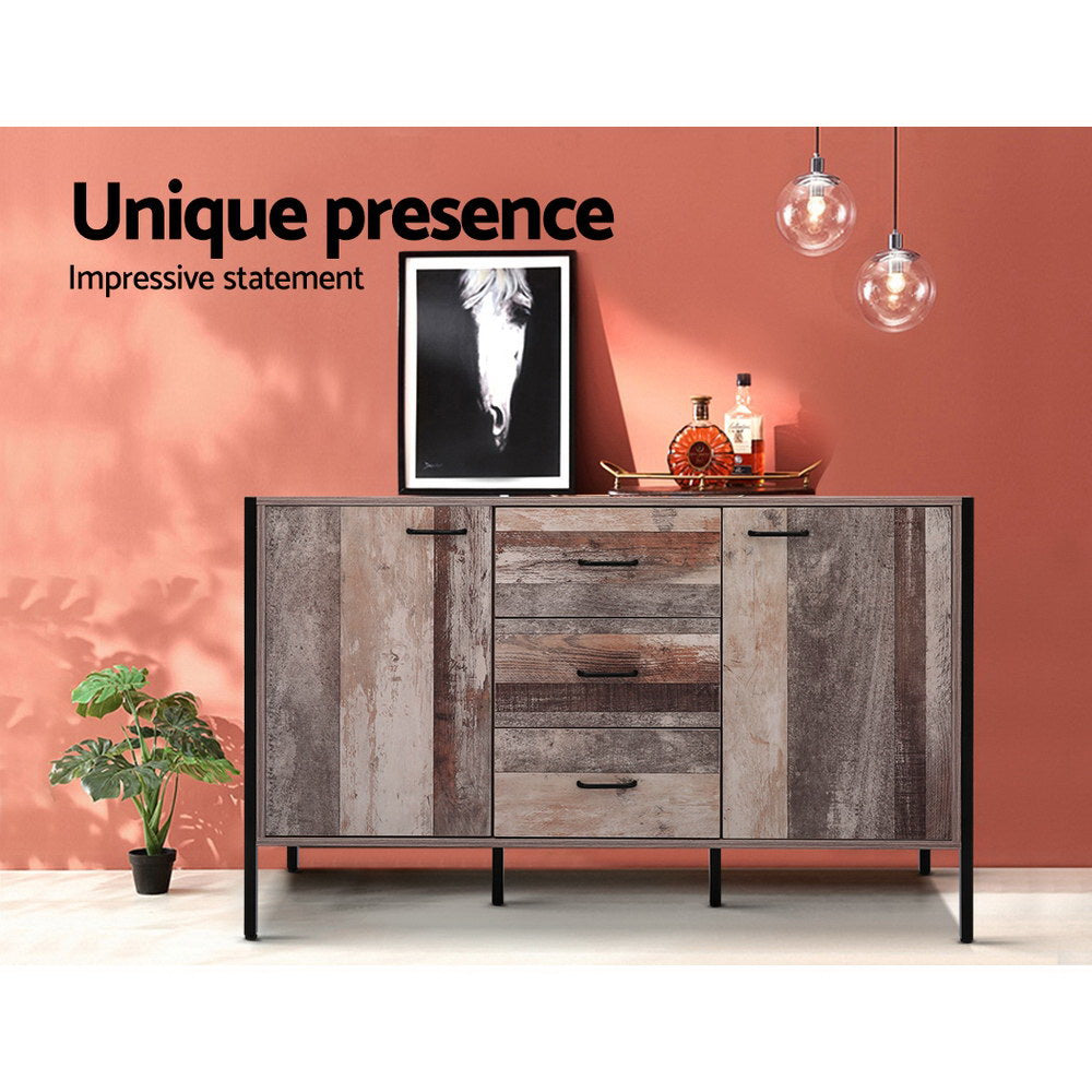 Artiss Wooden Sideboard Cabinet 3 Drawer 2 Door Storage Unit Dark Grey