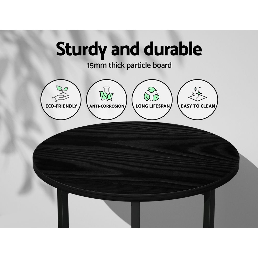 Artiss C-Shaped Side Table Industrial Coffee Table Metal Frame Black 40cm
