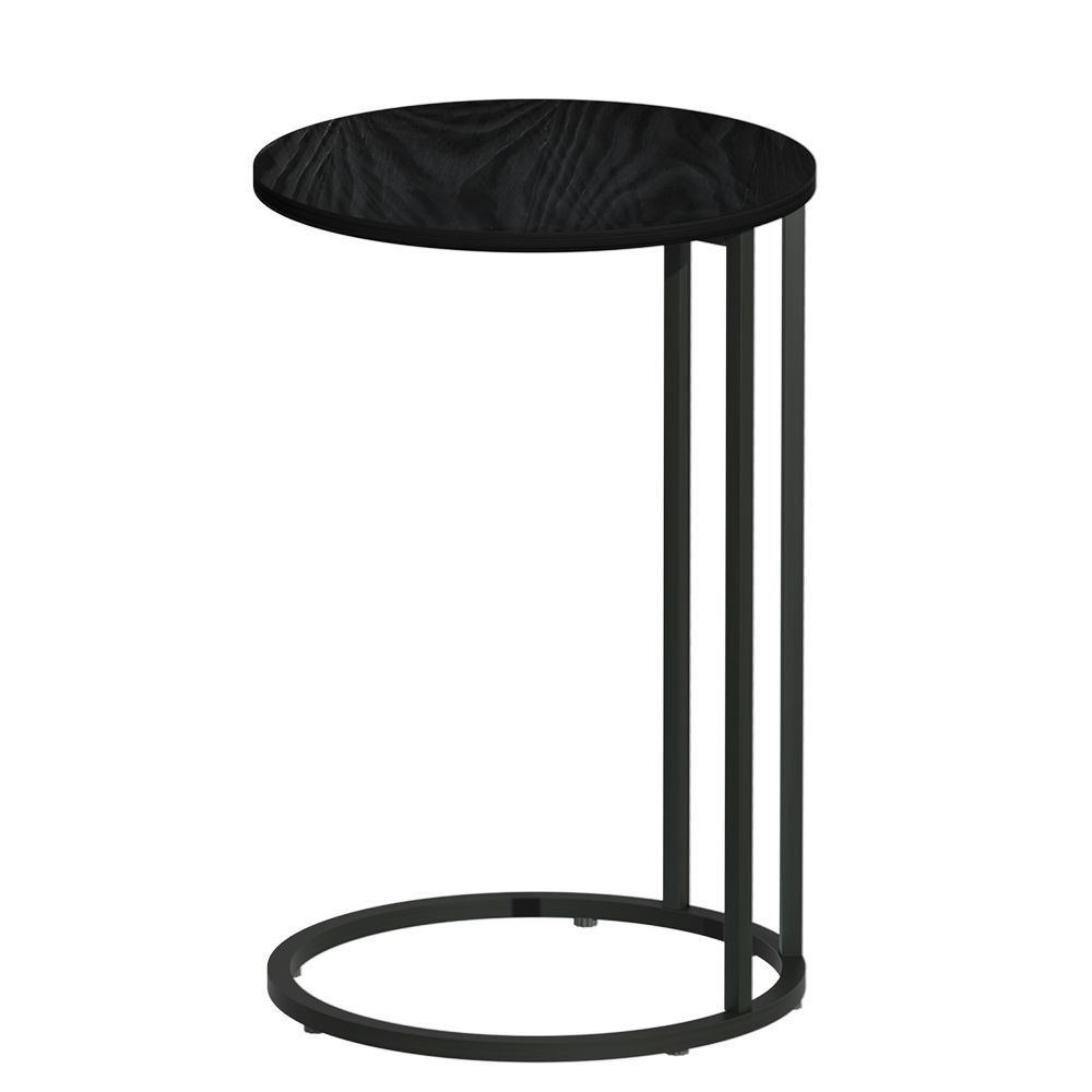 C-Shaped Side Table Industrial Coffee Table Metal Frame Black 40cm