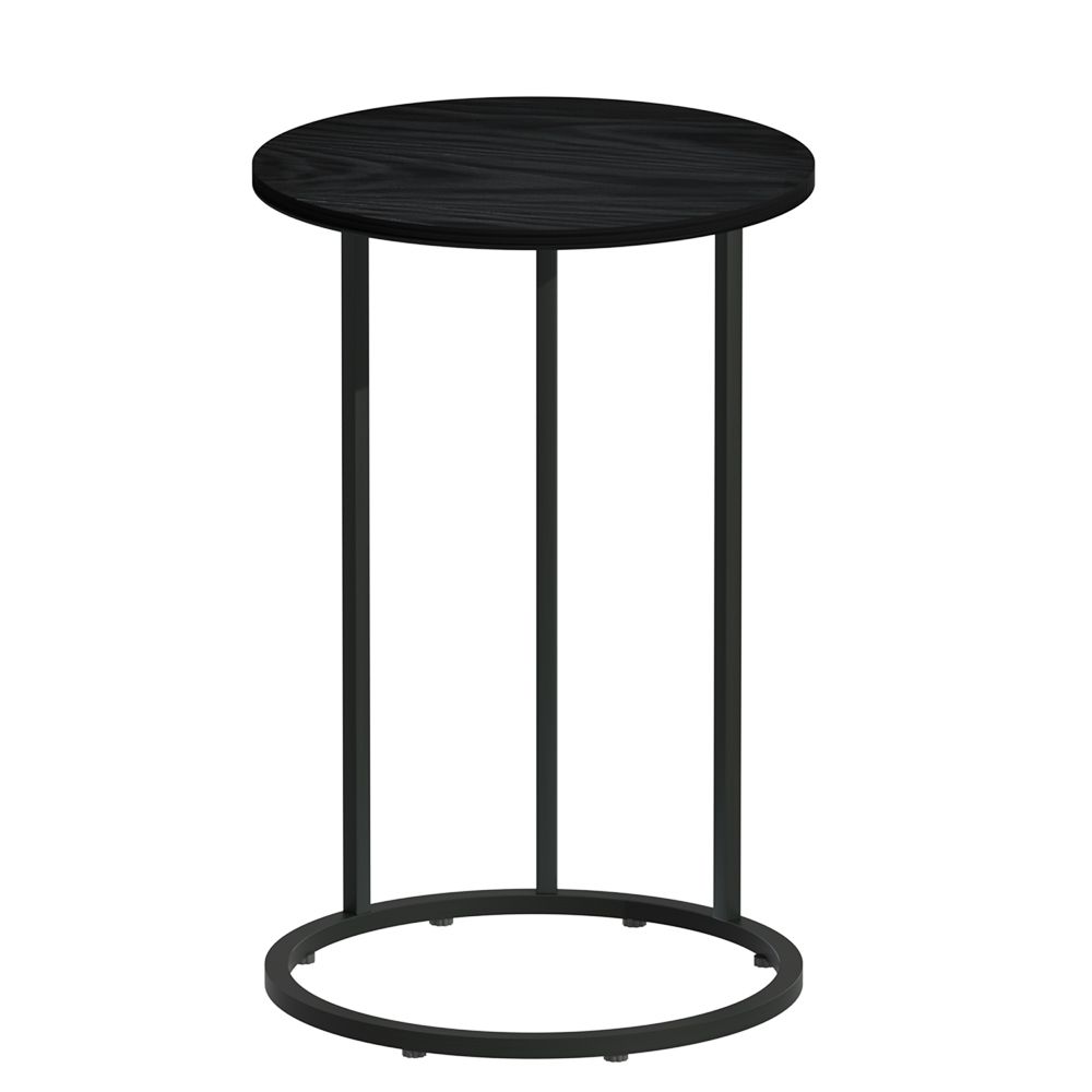 C-Shaped Side Table Industrial Coffee Table Metal Frame Black 40cm