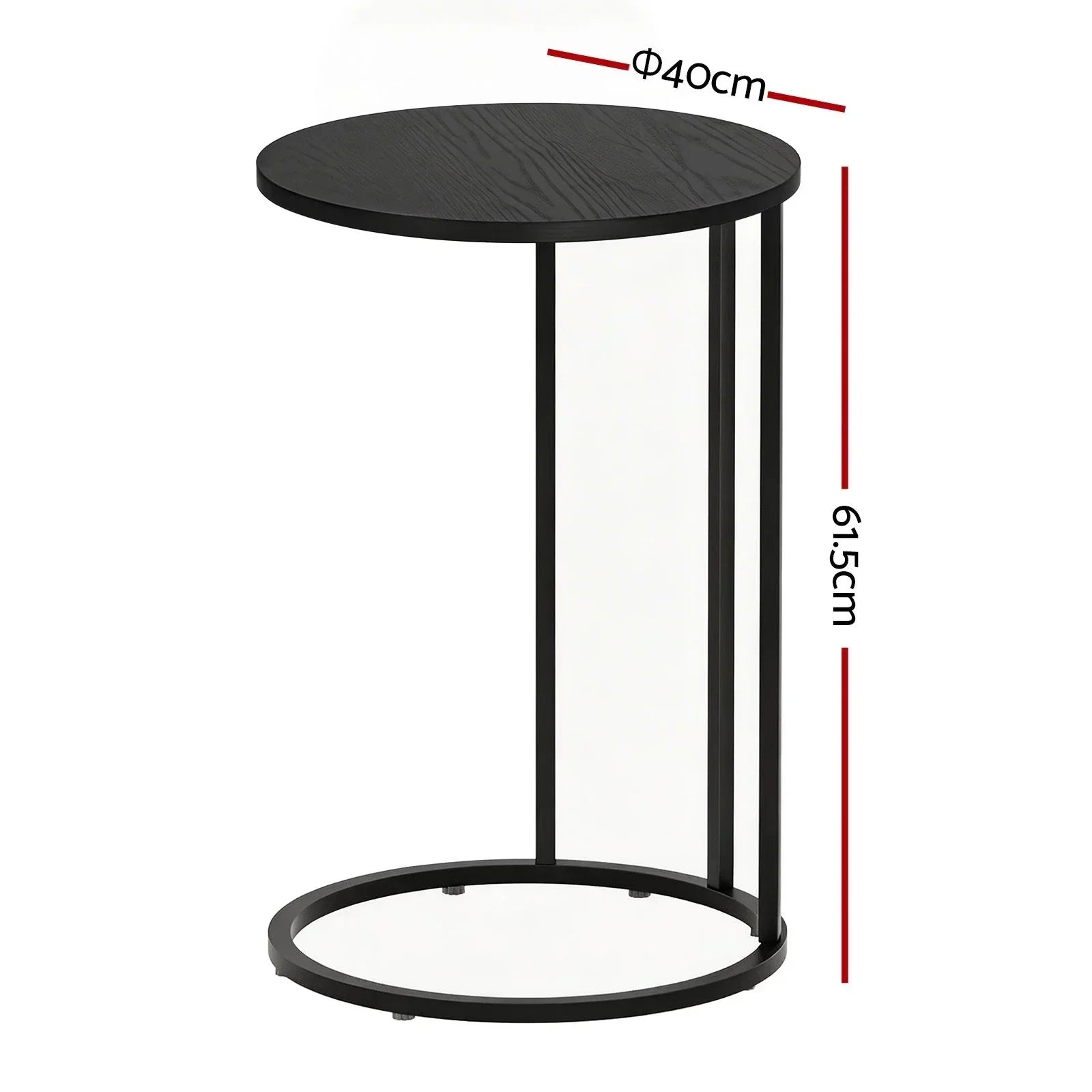 C‑Shape End Table Set of 2 – Black, Space‑Saving Side Tables, Metal Frame