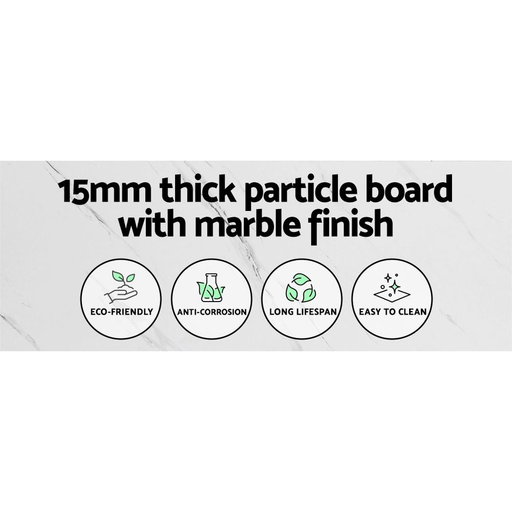 100cm Marble Console Table Industrial Entryway Table Metal Frame White