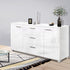 Artiss High Gloss Buffet Sideboard Cabinet 3 Drawer 2 Door Storage Unit White