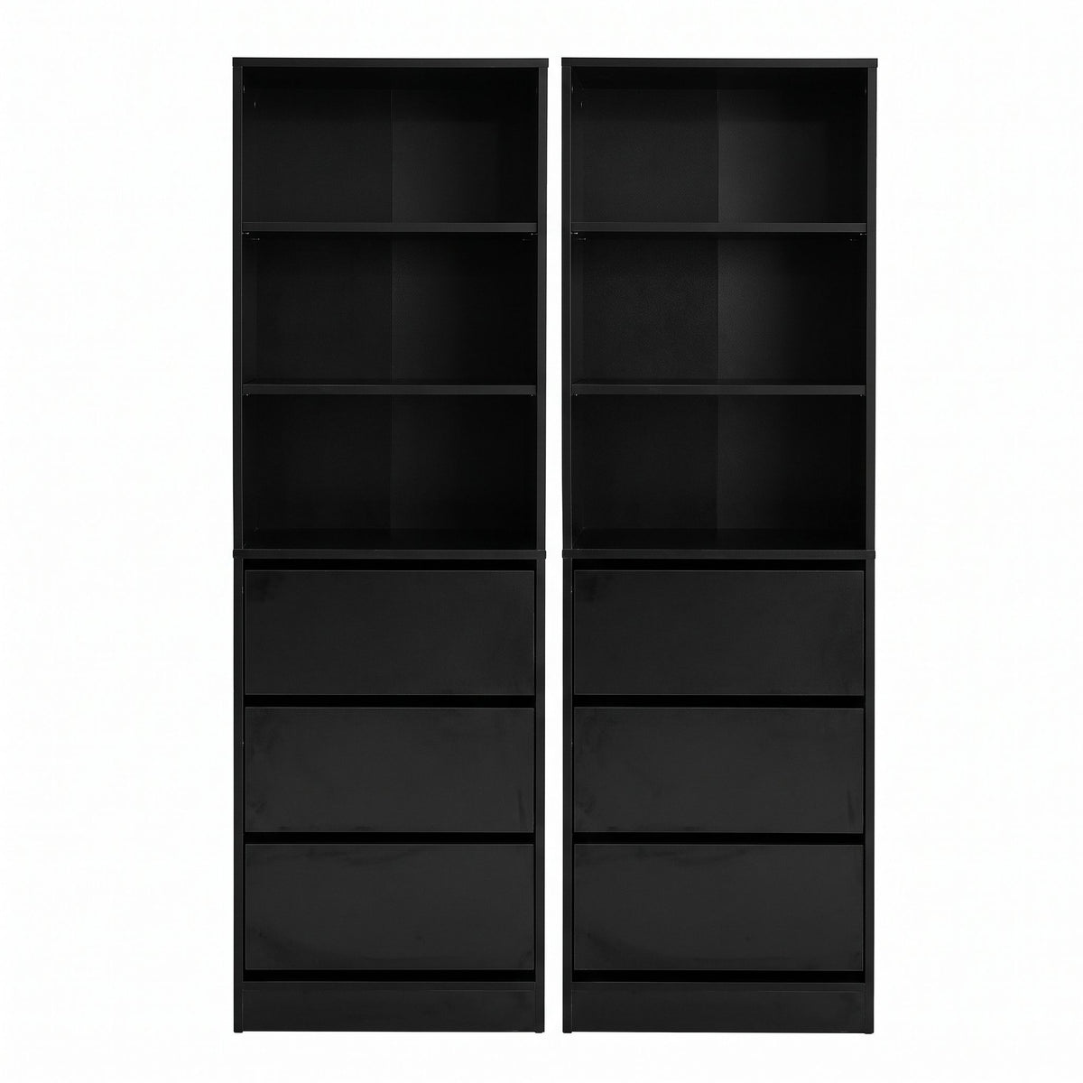 Artiss 2x Chest of 3 Drawers Tallboy Cabinet Black