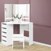 Dressing Table Stool Set Corner 5 Drawers White