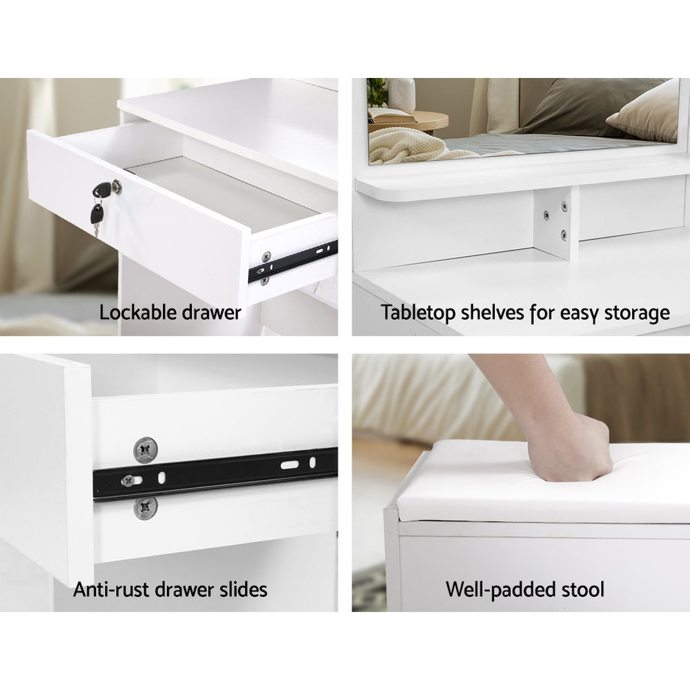 Artiss Dressing Table Stool Set 4 Drawers White