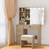 LED Dressing Table – Hollywood Mirror, 5 Drawers, Sliding Storage, Wood