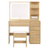 Dressing Table LED Vanity Desk Set Stool Wood