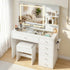 LED Dressing Table – Hollywood Makeup Mirror, Glass Top, 5 Drawers, Charging Station