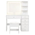 LED Dressing Table – Hollywood Makeup Mirror, Glass Top, 5 Drawers, Charging Station