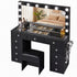 Artiss Black Dressing Table with Stool LED Mirror, Charging Station 11 Drawers
