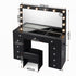 Artiss Black Dressing Table with Stool LED Mirror, Charging Station 11 Drawers