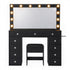 Artiss Black Dressing Table with Stool LED Mirror, Charging Station 11 Drawers