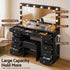 Artiss Black Dressing Table with Stool LED Mirror, Charging Station 11 Drawers