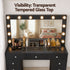 Artiss Black Dressing Table with Stool LED Mirror, Charging Station 11 Drawers