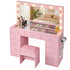 Artiss Pink Dressing Table with Stool LED Mirror, Charging Station 11 Drawers