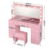 Artiss Pink Dressing Table with Stool LED Mirror, Charging Station 11 Drawers