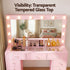Artiss Pink Dressing Table with Stool LED Mirror, Charging Station 11 Drawers
