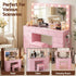 Artiss Pink Dressing Table with Stool LED Mirror, Charging Station 11 Drawers