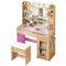 Dressing Table Vanity Desk – Hollywood Mirror, RGB Drawers & Stool, Wood