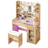 Dressing Table Vanity Desk Set 10 LED Bulbs RGB Light Wood