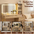 Dressing Table LED Vanity Desk Charging Station Wood