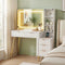 Artiss LED Vanity Desk – Hollywood Mirror, Charging Station, 5 Drawers, Glass Door