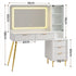 Artiss LED Vanity Desk – Hollywood Mirror, Charging Station, 5 Drawers, Glass Door