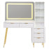 Artiss LED Vanity Desk – Hollywood Mirror, Charging Station, 5 Drawers, Glass Door