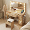 Dressing Table Vanity Desk Set LED Bulbs RGB Light Wood